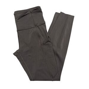 Lululemon Fast & Free Leggings Size 6 Black 24” Raw Hem Side Pockets Nulux